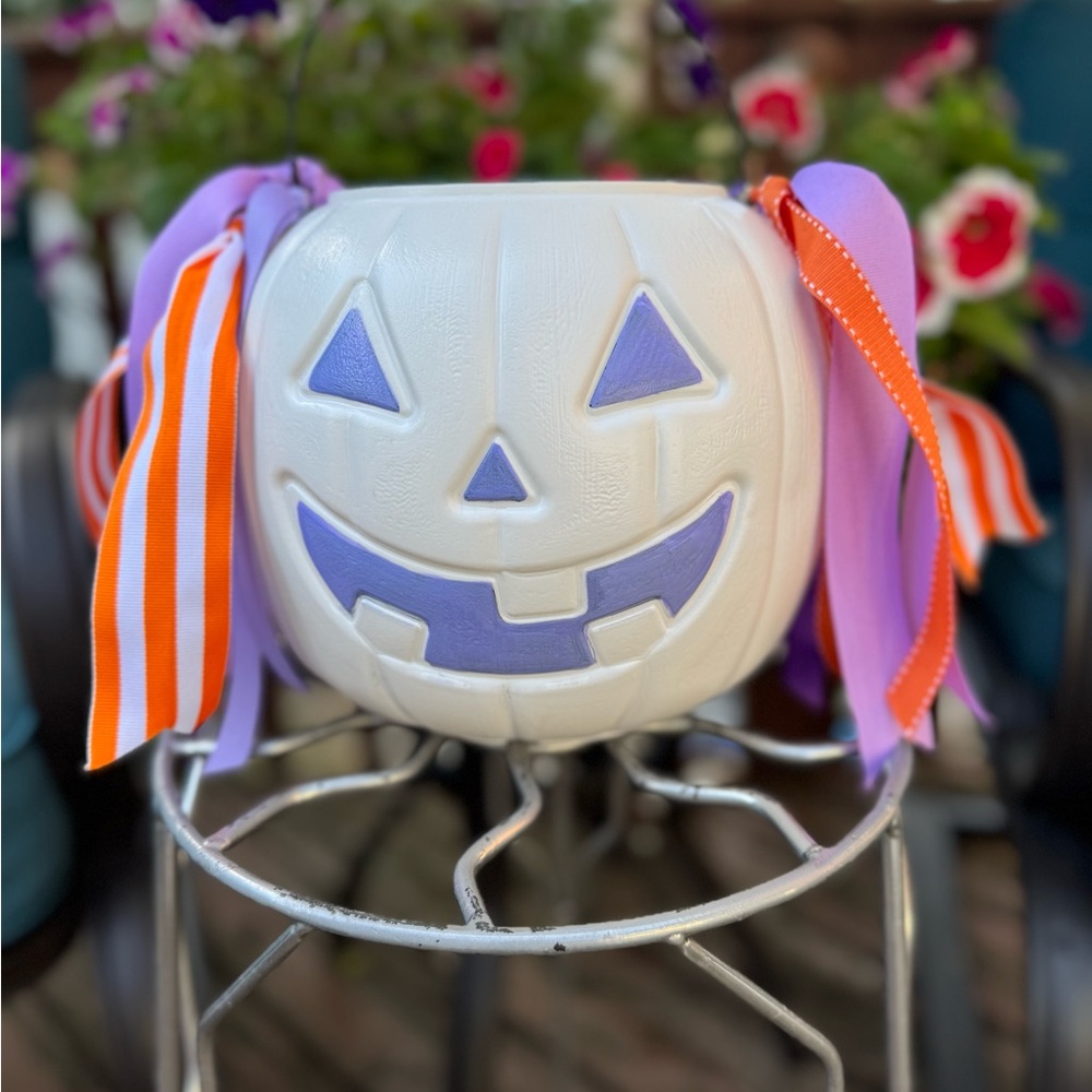 Customized Pumpkin Bucket Purple & Orange